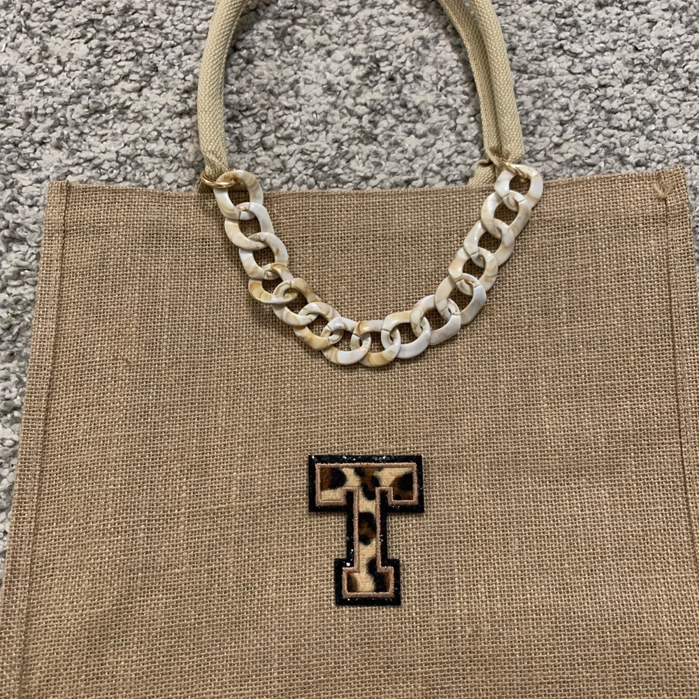 Brown jute tote bag